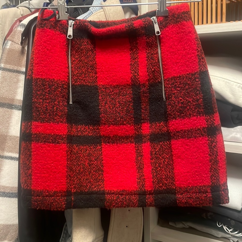 Lightly worn Red plaid mini skirt